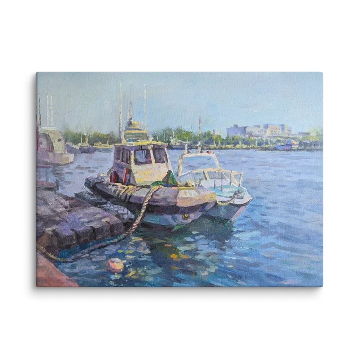 Harborside and Boats-Oil Painting Canvas Print product image (6)
