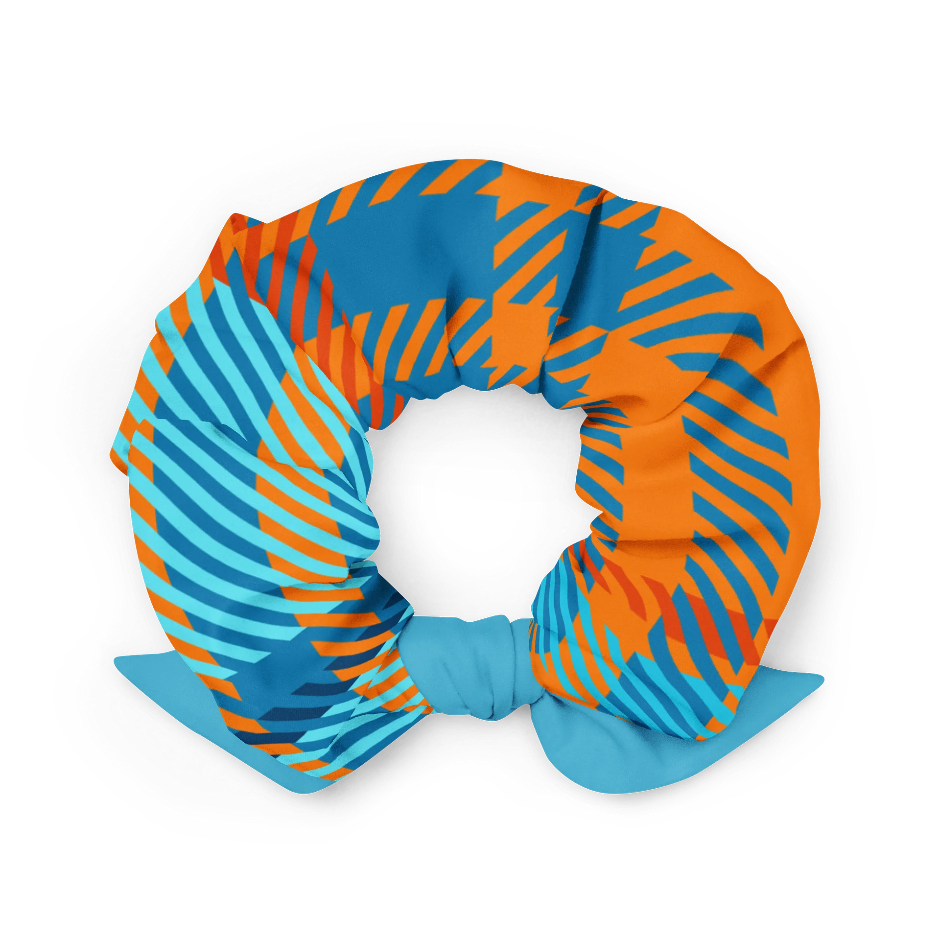 Retro Orange & Blue Print Bow Scrunchie product image (2)