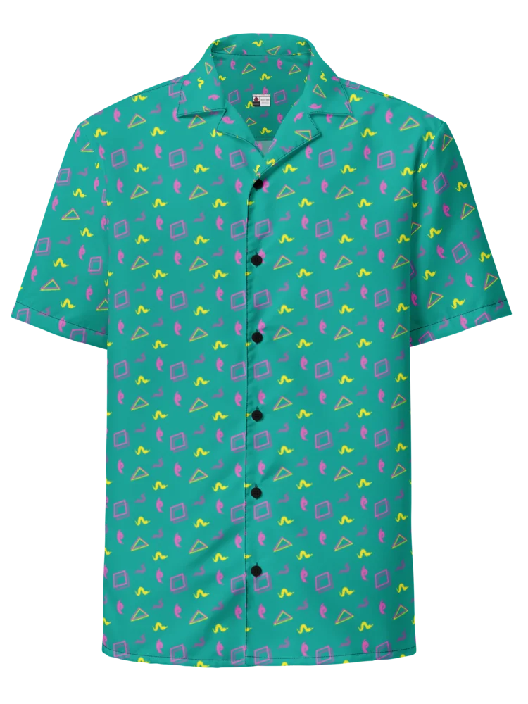 Oh Worm teal pattern button down shirt product image (1)