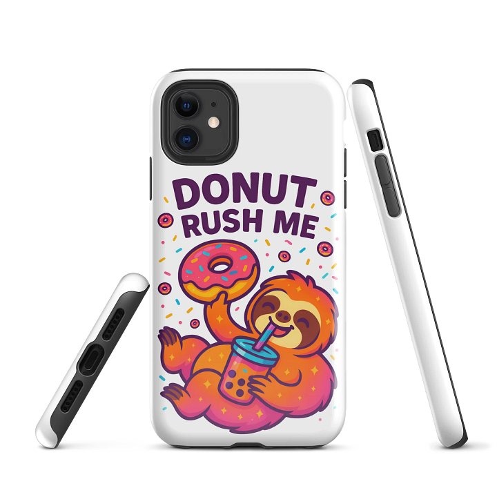 Donut Rush Me – Funny Sloth iPhone Case | Donut Lover Tough Phone Case – Sloths Having Snacks Collection product image (1)