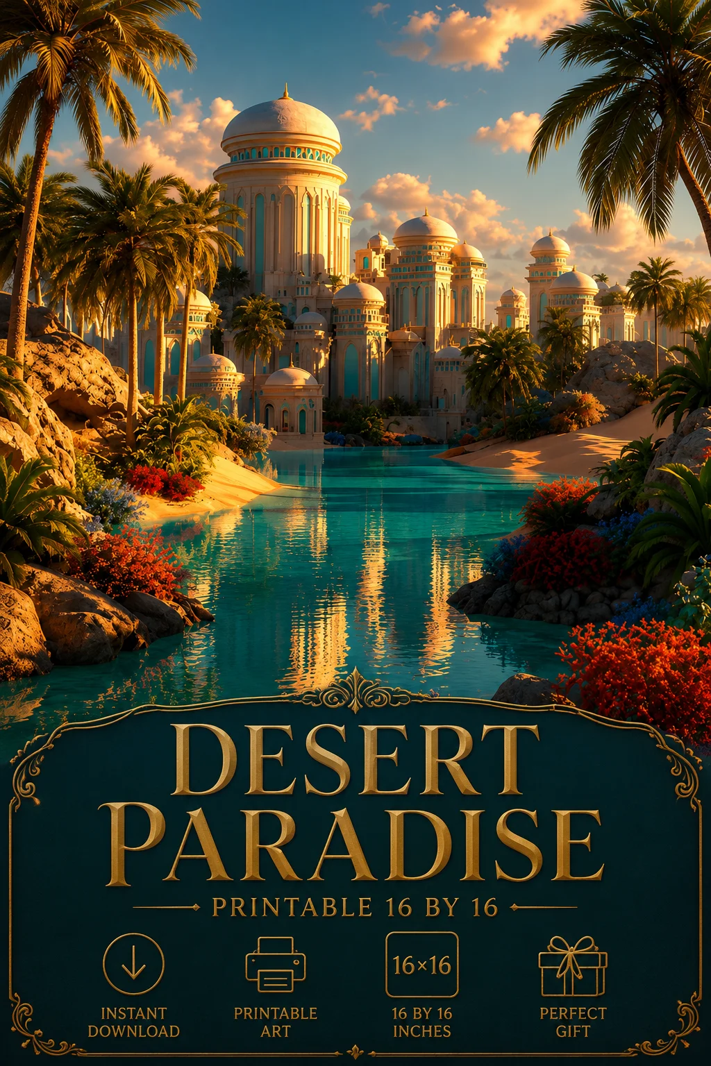 Desert Fantasy Palace Printable Wall Art Gift for Wanderlust Spa Airbnb Housewarming Book Lovers product image (1)