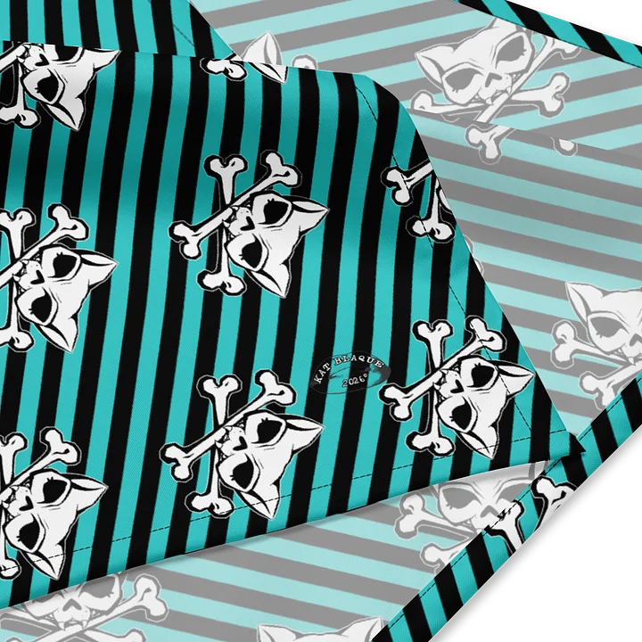 Turquoise and Blaque Kat Skull Bandana product image (2)