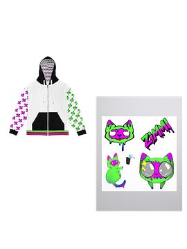 ZIMMI GlitchWave Hoodie (White Out Edition) + Sticker Pack