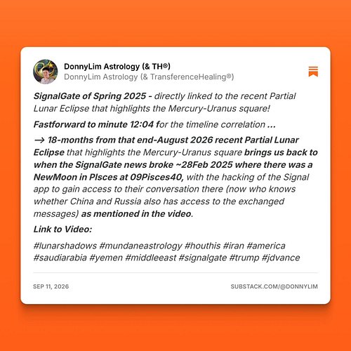 Have always thought what transpired eventually in Iran was somewhat tied to SignalGate back in Spring of 2025. 

This video, ...