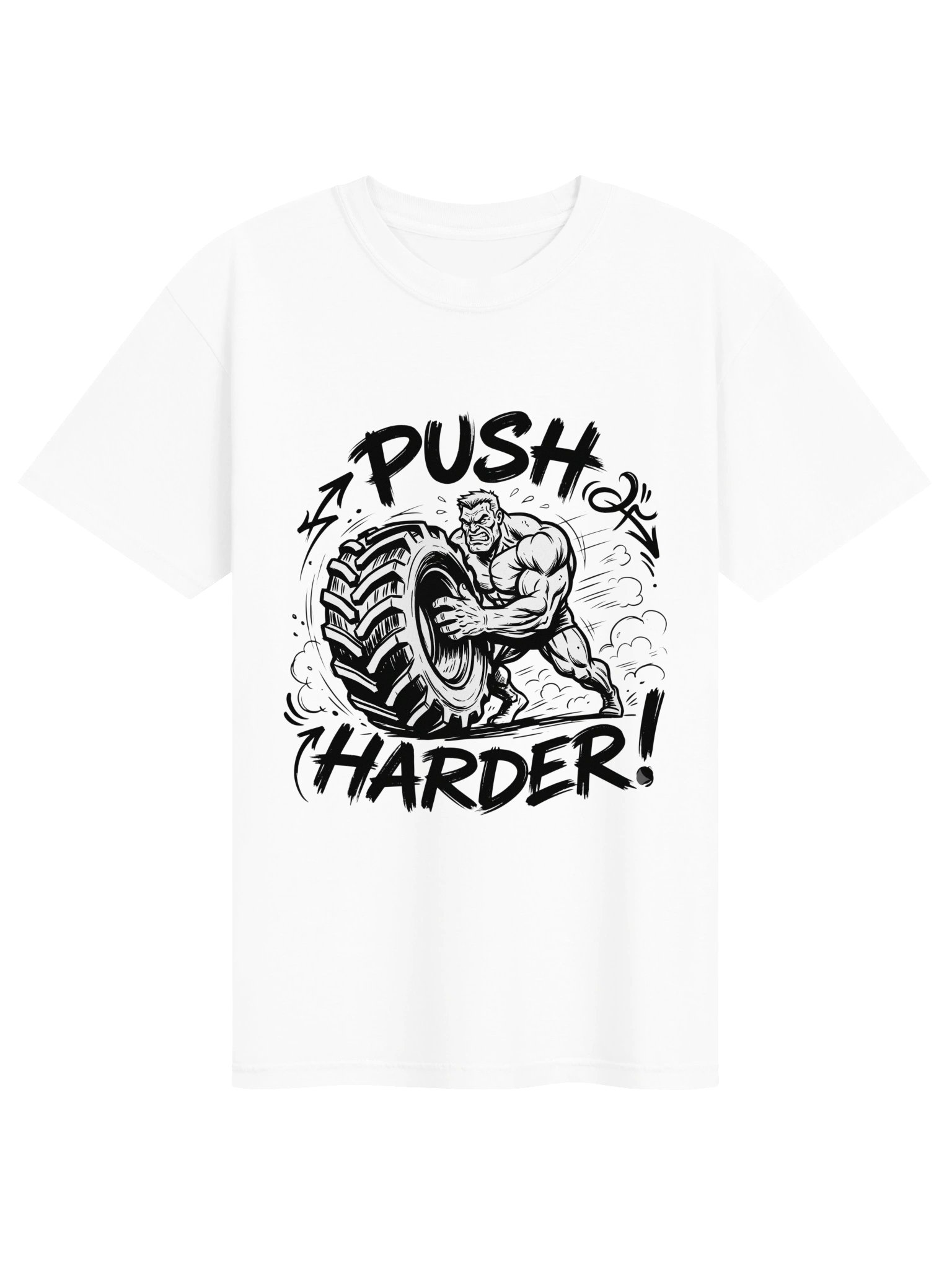 Push Harder Tire Flip Gym T-Shirt | Bold Bodybuilder Motivation Tee product image (1)