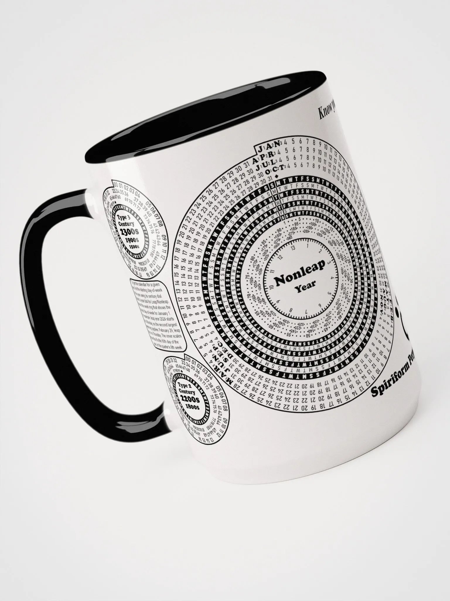 Spiriform Perpetual Calendar 15oz Ceramic Mug with Color Inside product image (4)