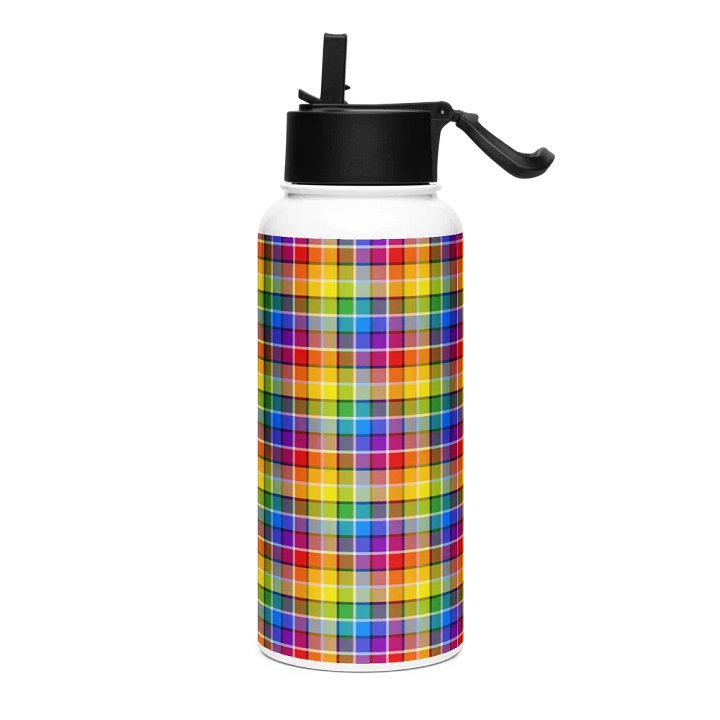Bright Rainbow Plaid Water Bottle product image (2)