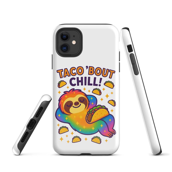 Taco ’Bout Chill – Funny Sloth iPhone Case | Taco Lover Tough Phone Case – Sloths Having Snacks Collection product image (1)