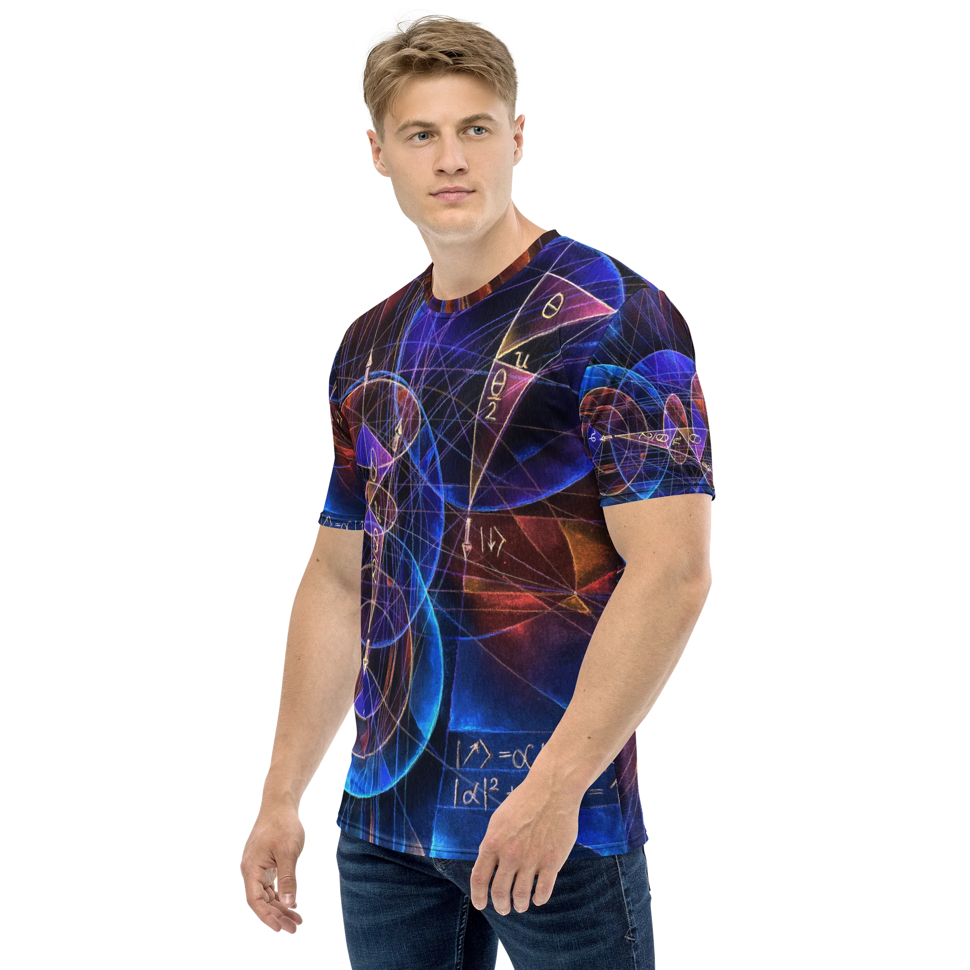 Spinning Projection - Quantum Physics Negative Art Men's Crew Neck T-Shirt product image (1)