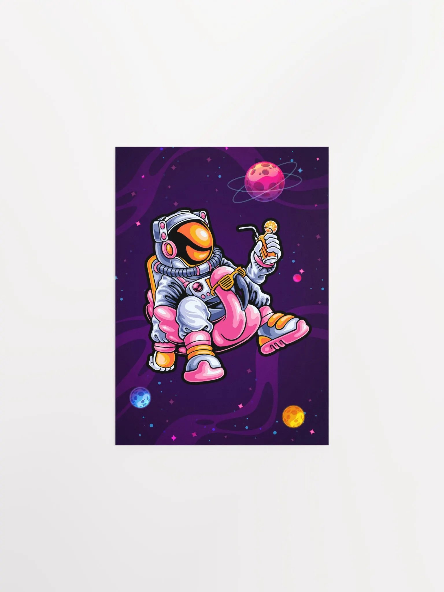Relaxing astronaut in space — space poster, synthwave space, neon space, aesthetic poster product image (6)