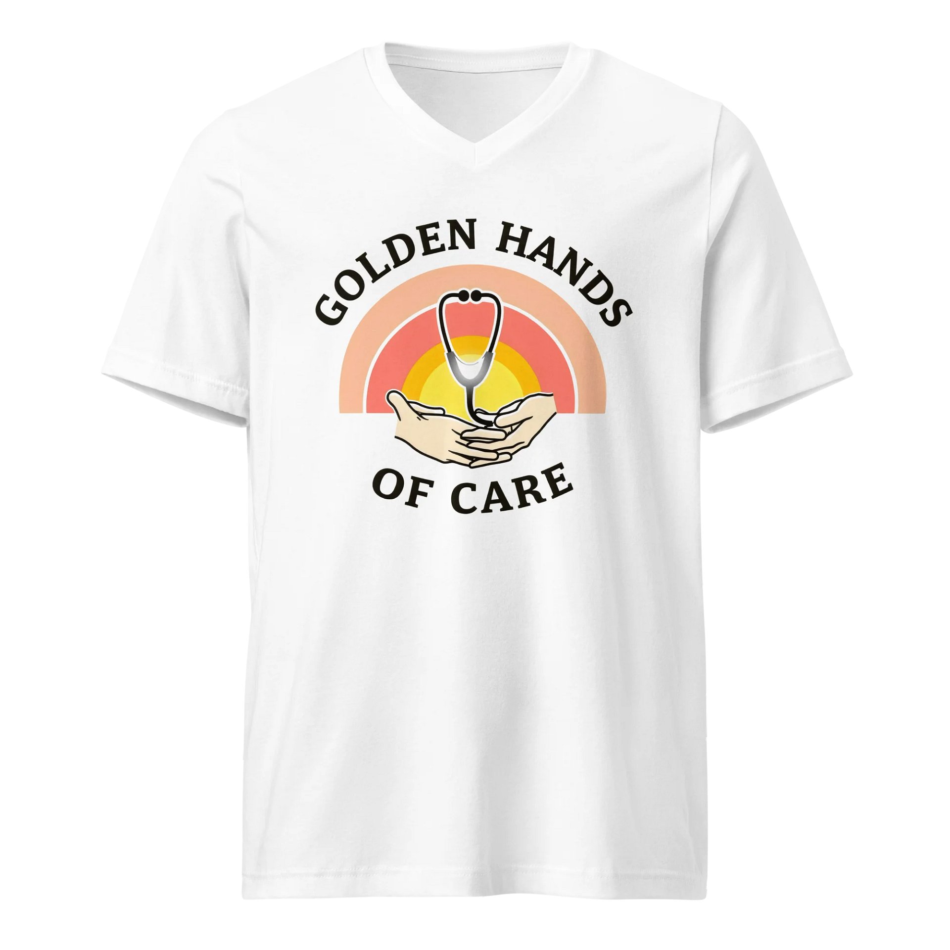 Golden Hands of Care Rainbow Logo V-Neck Tee product image (1)