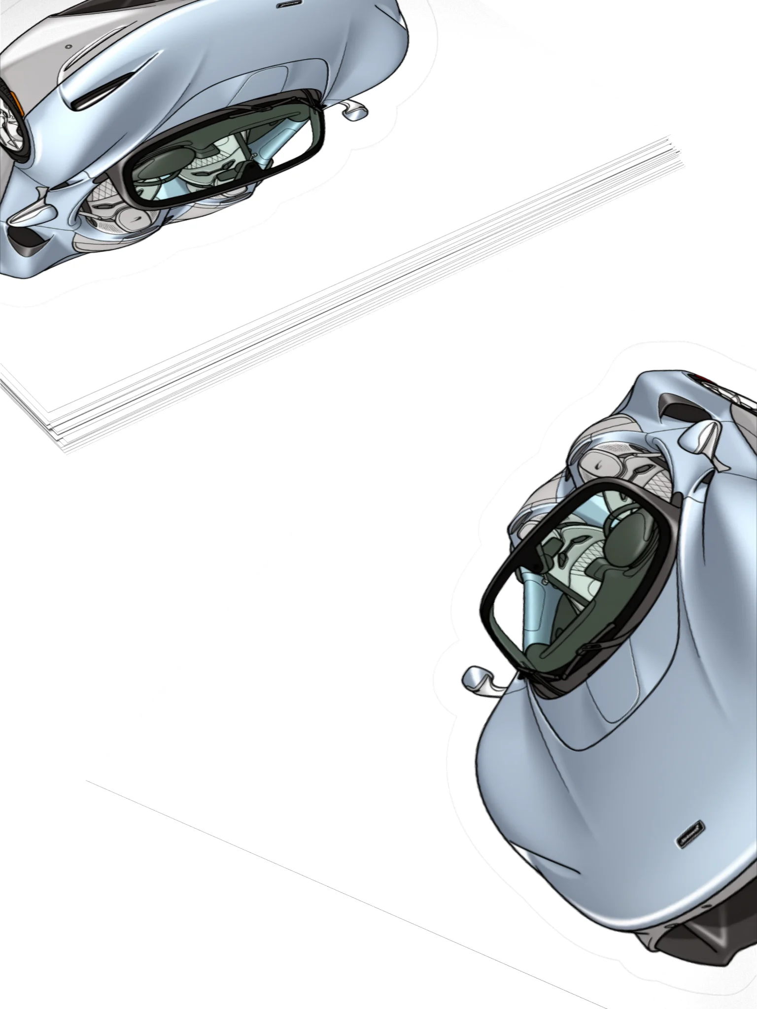 Supernova Silver and Polaris Blue McLaren Elva Sticker (Retro, Sketch, Silhouette) product image (12)