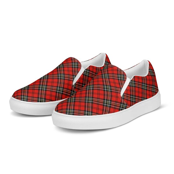 Red Vintage Plaid Women's Slip On Shoes product image (2)