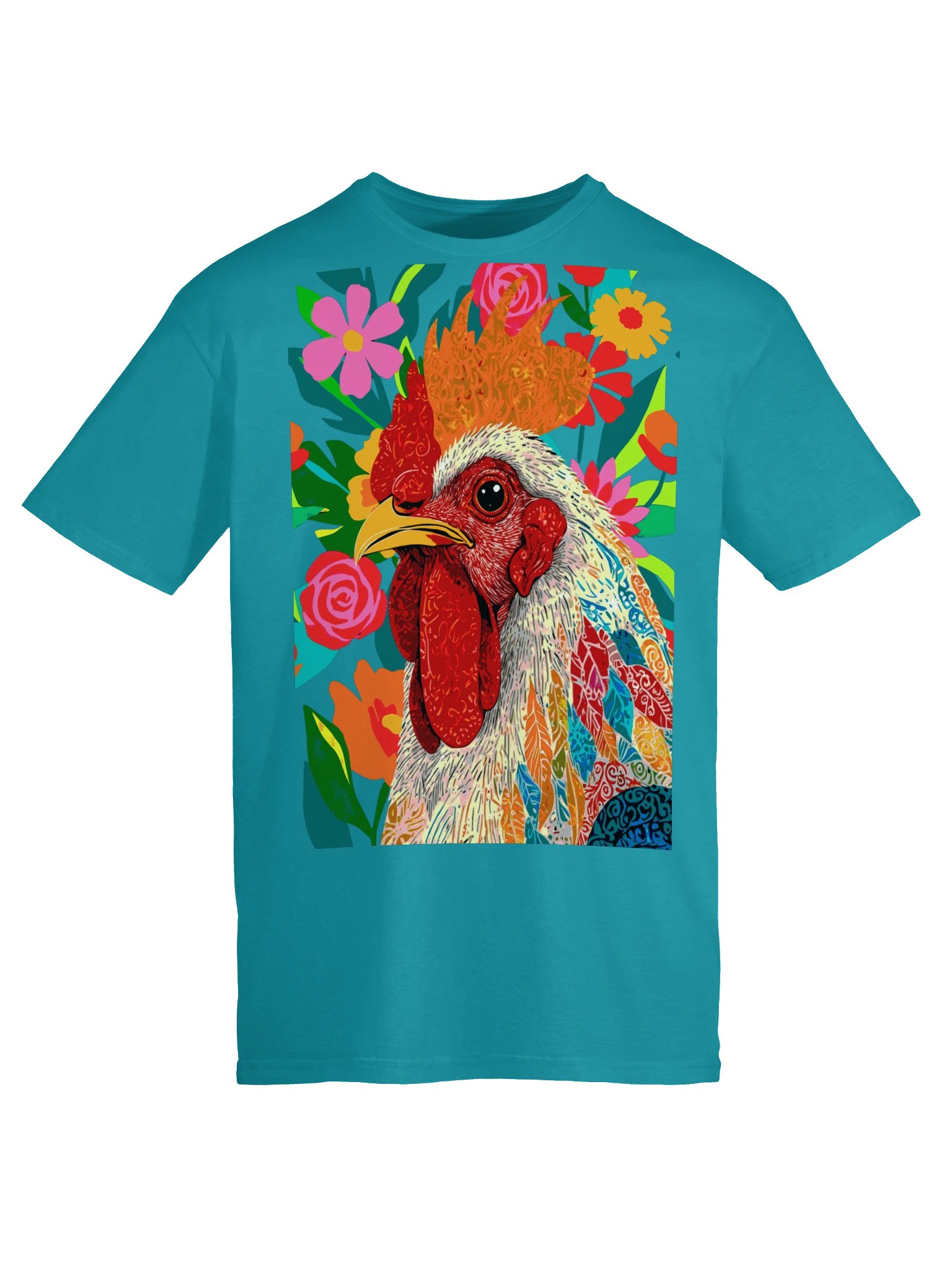 Colorful Floral Rooster T-Shirt product image (47)