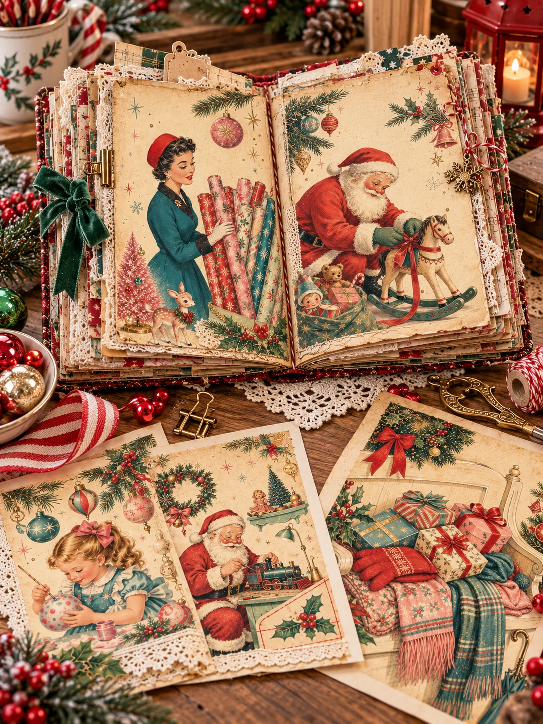 500 1950s Retro Christmas Junk Journal Pages, Atomic Kitsch Ephemera, Mid Century Holiday Printable, Nostalgic Scrapbook Paper, JPG Download product image (2)