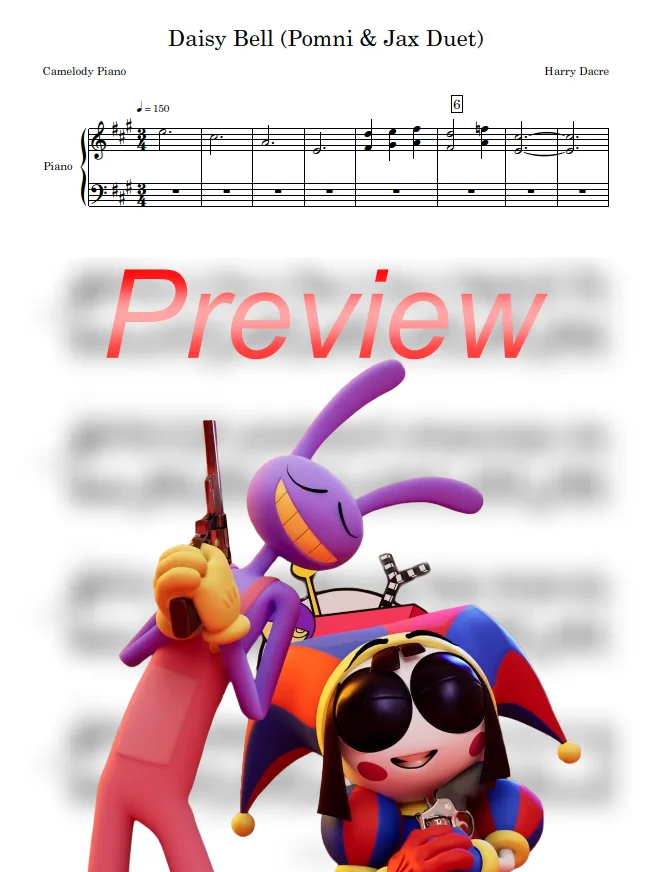 Daisy Bell (Pomni & Jax Duet) arr. by Camelody Piano product image (1)