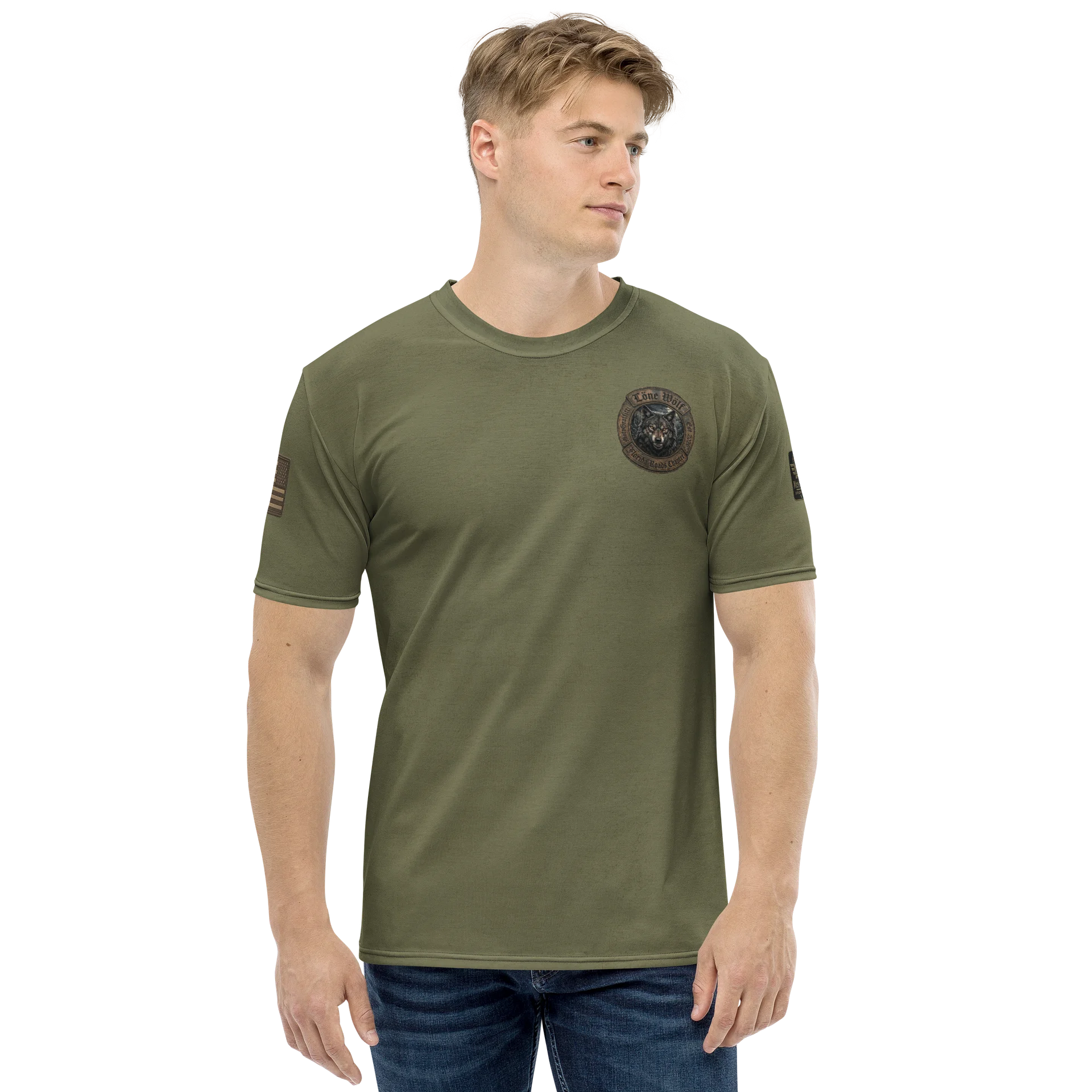 Lone Wolf MötoGraffitti Weathered OD Green Tee product image (2)