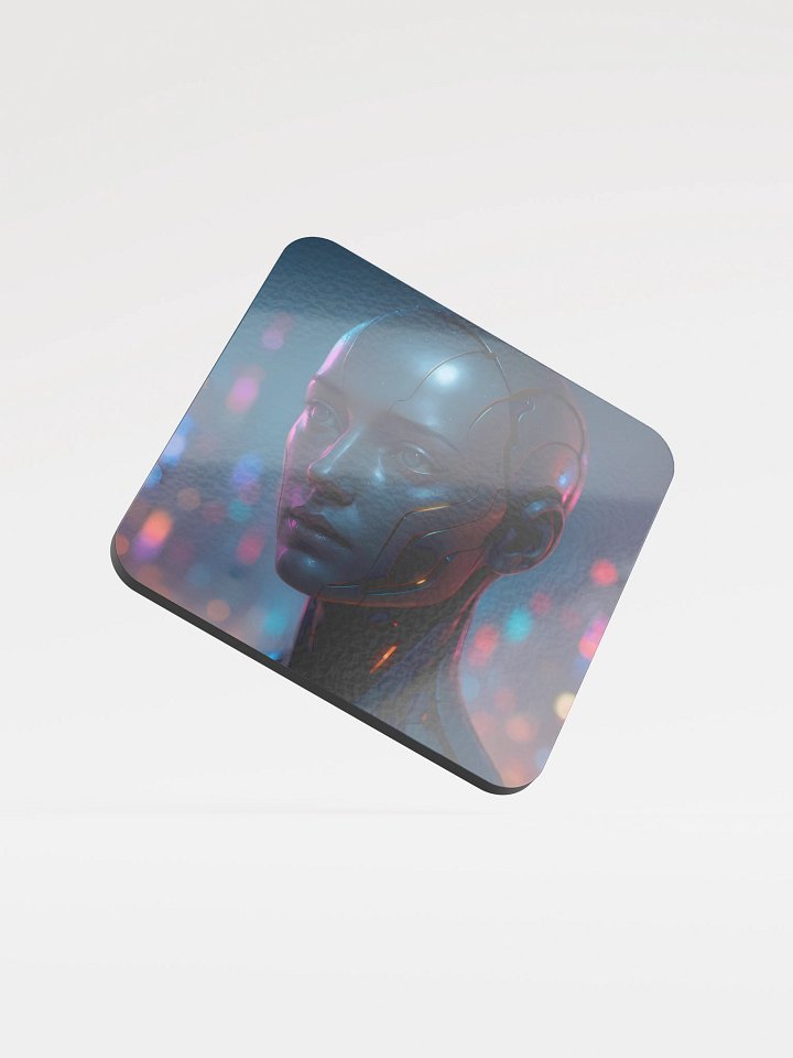 Cyberpunk Android Woman Coaster - Eco-Friendly Cork & MDF Drink Coaster with Gloss Finish product image (1)