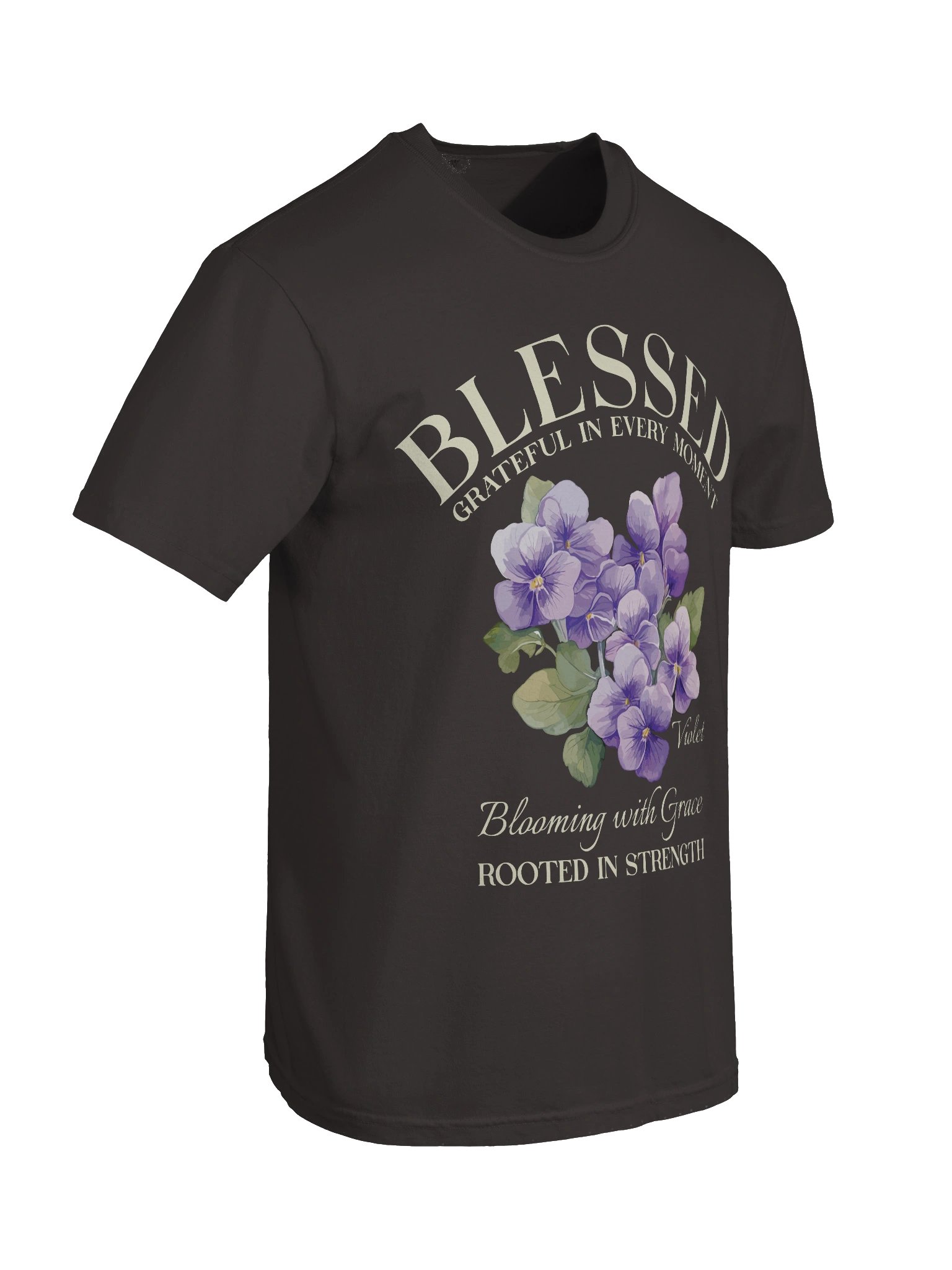 February Blessed Violet Flower Shirt – Blooming with Grace, Rooted in Strength Graphic Tee product image (9)