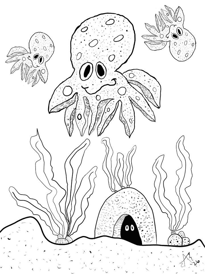 TSStechAngel's World - PlayingOctos Coloring Page product image (1)