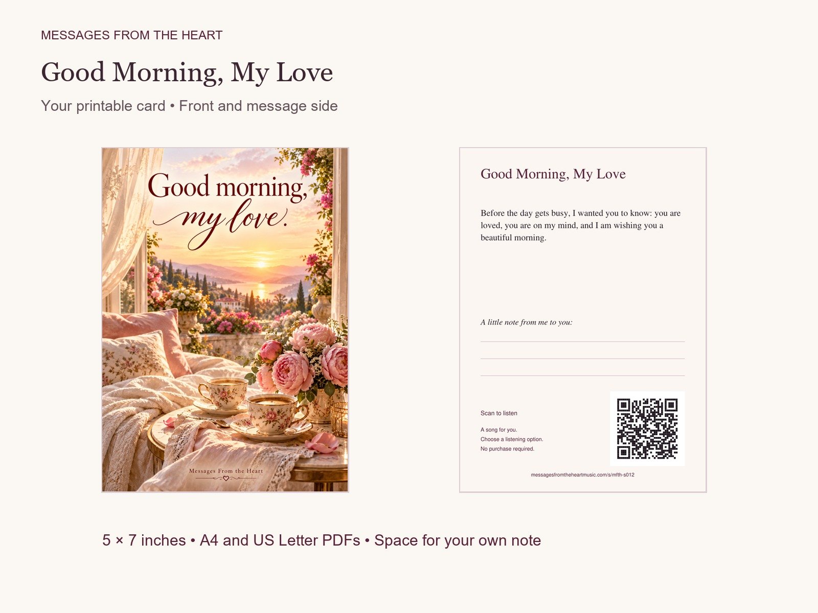 Good Morning, My Love — Printable Song Gift product image (2)