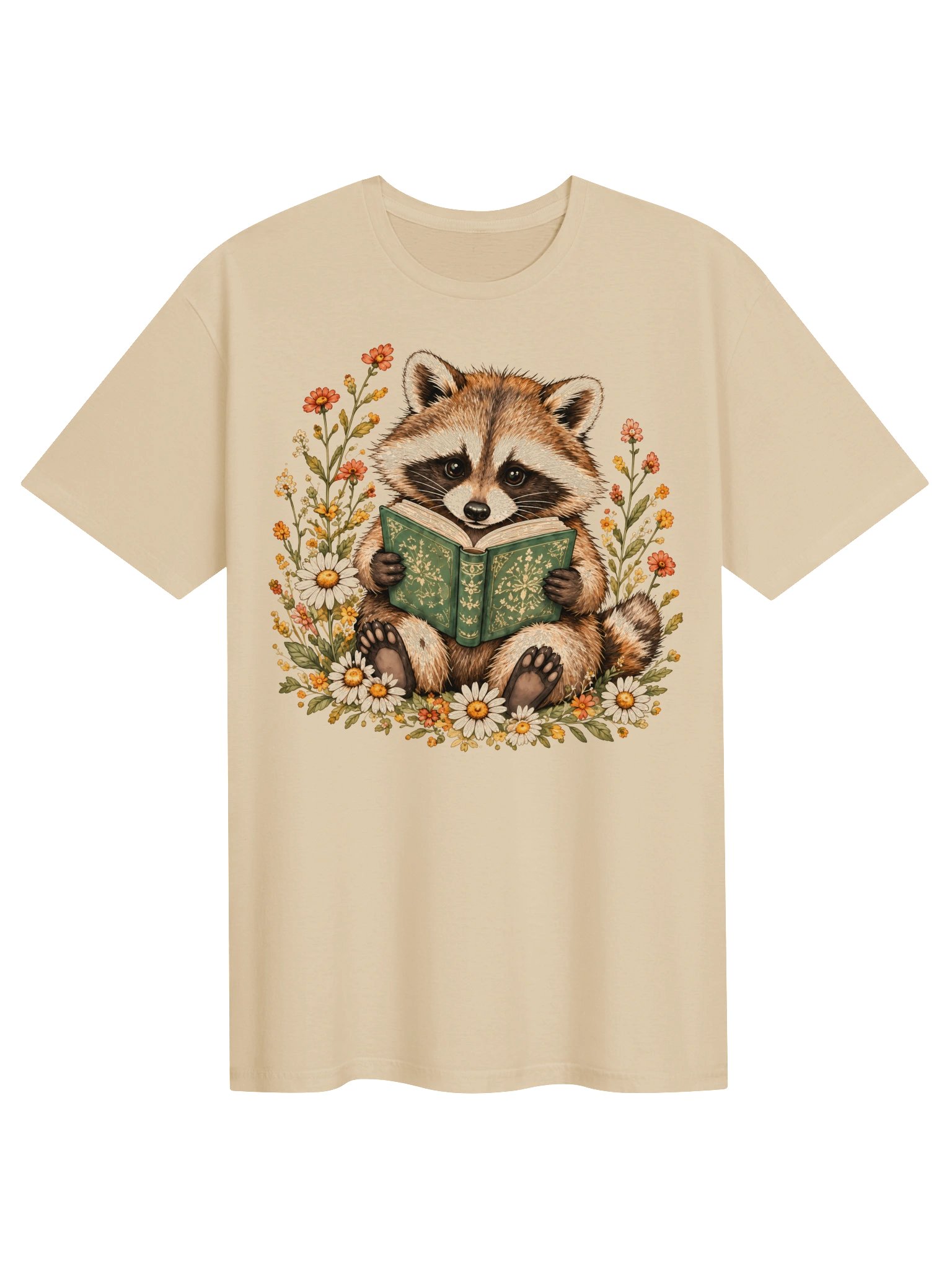 Bookish Raccoon Floral Wreath Tee product image (1)