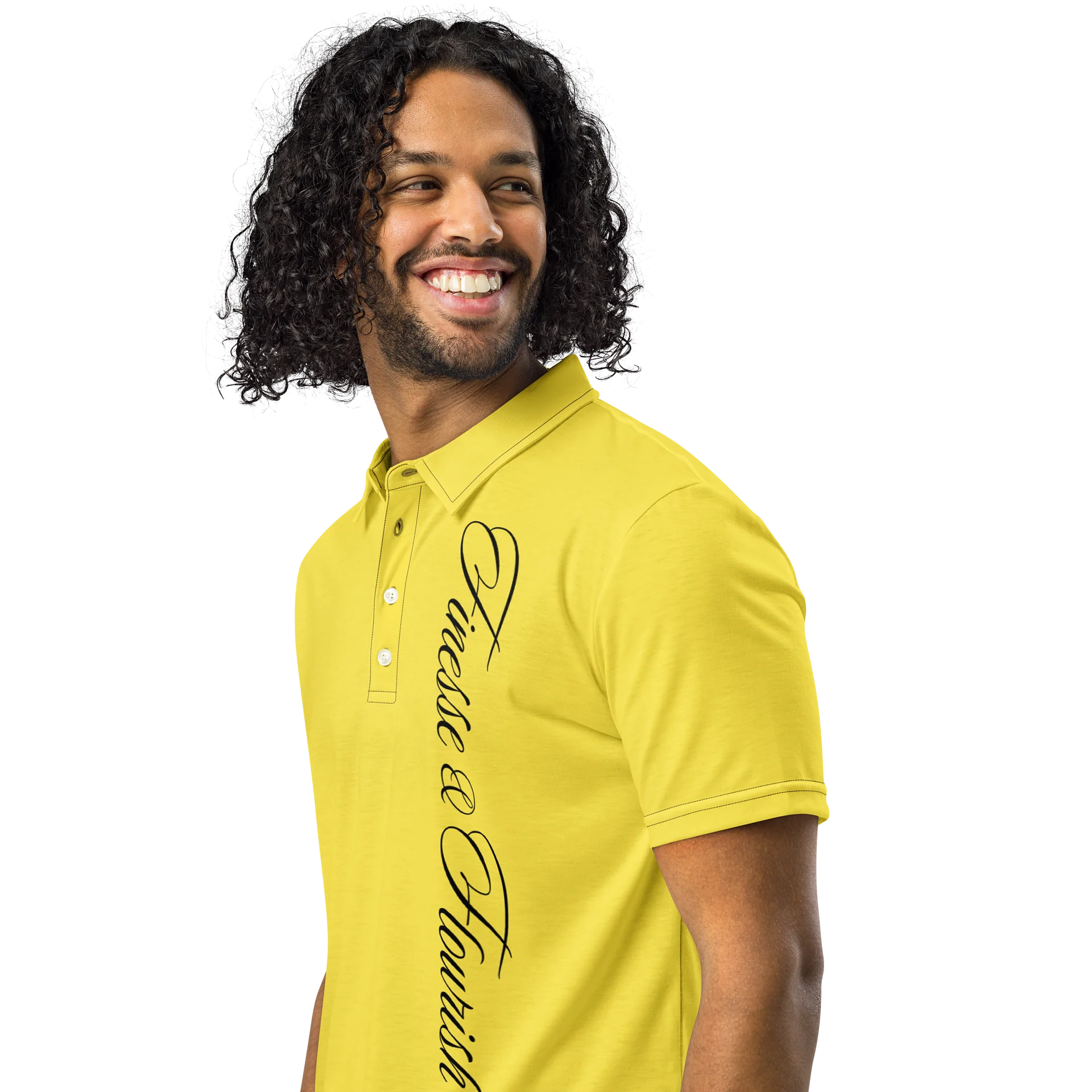 F&F Left Script Slim Fit Polo Shirt (YLW) product image (2)