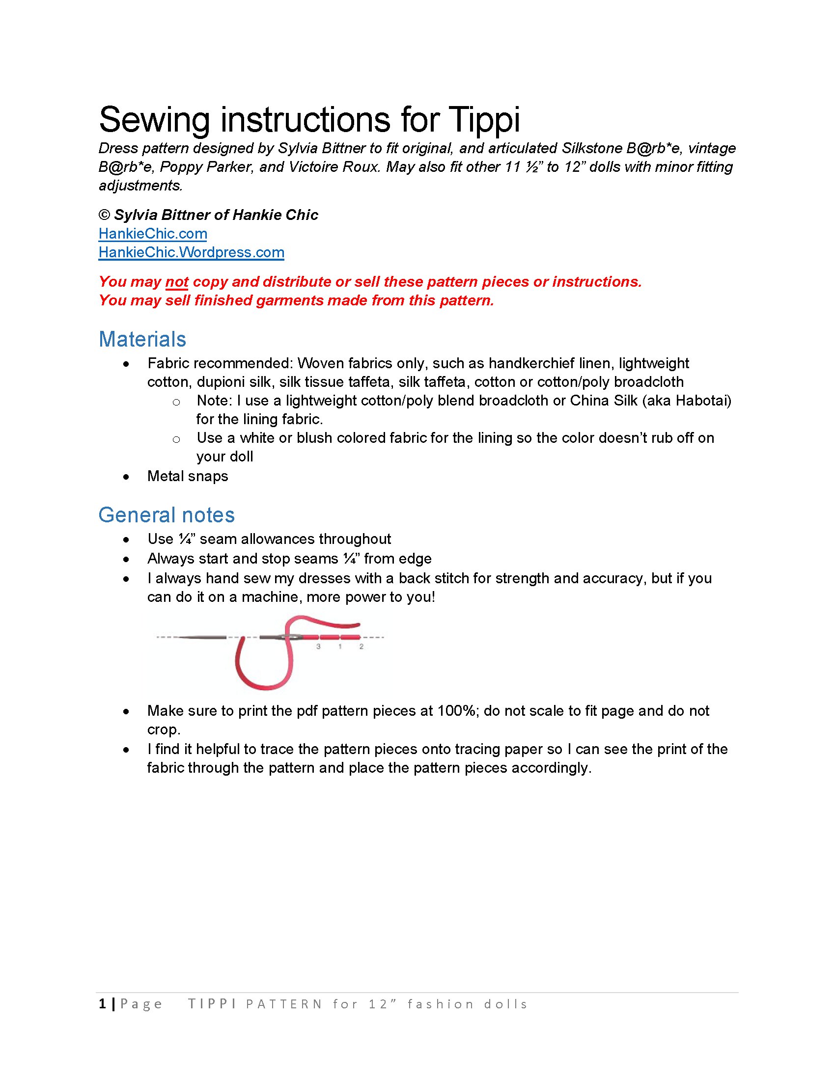 Tippi sewing pattern for 12