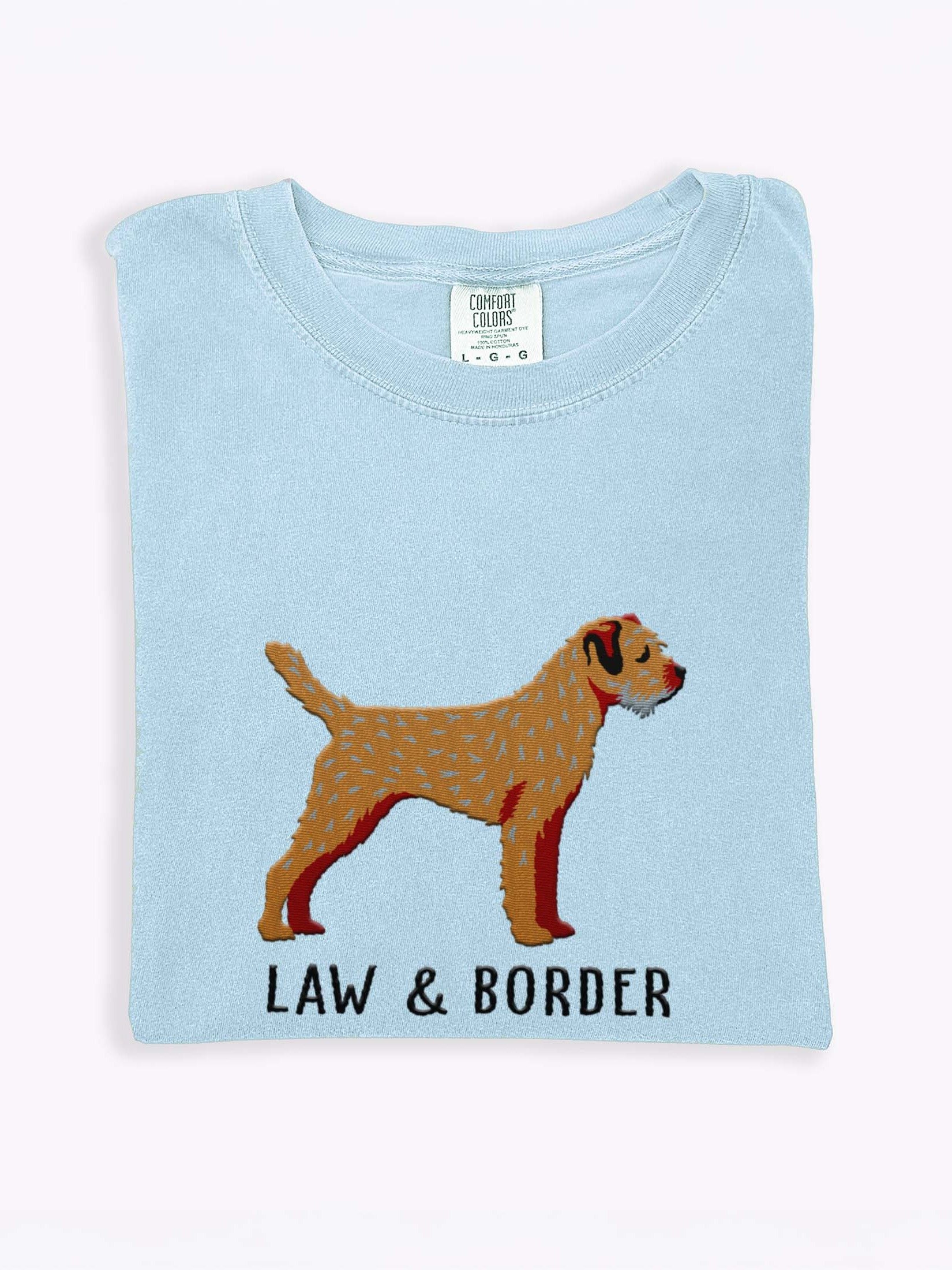 Law & Border T-Shirt(Embroidered) of a Border Terrier(Tan) product image (2)