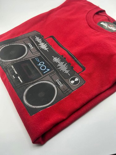 FM901 Boombox Soundwaves Graphic Tee designed by @growingupgenovese available at River City Records and at www.g3n0v323.life