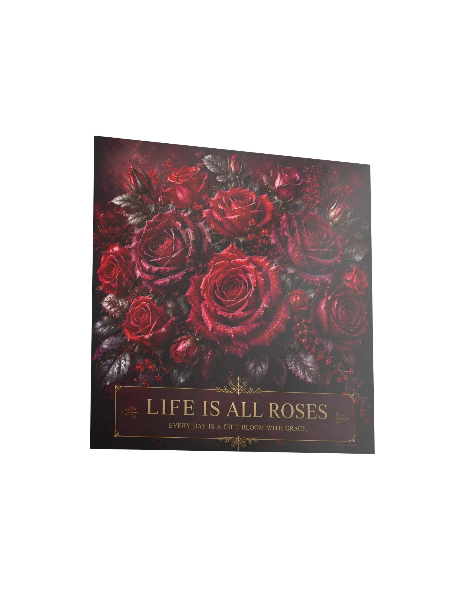 Red Roses Wall Art, Life Is All Roses, Crimson Floral Poster, Gothic Romantic Room Decor product image (4)