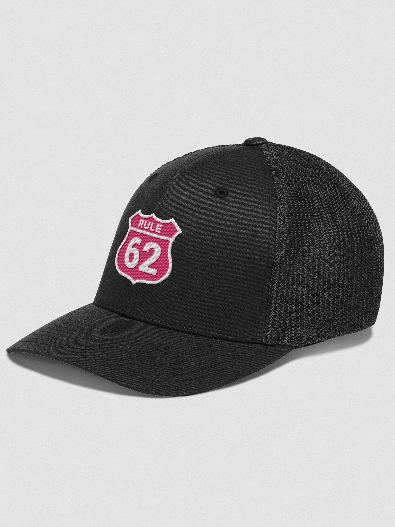 Rule 62 Sobriety & Recovery Trucker Hat | Flamingo Color Design product image (2)
