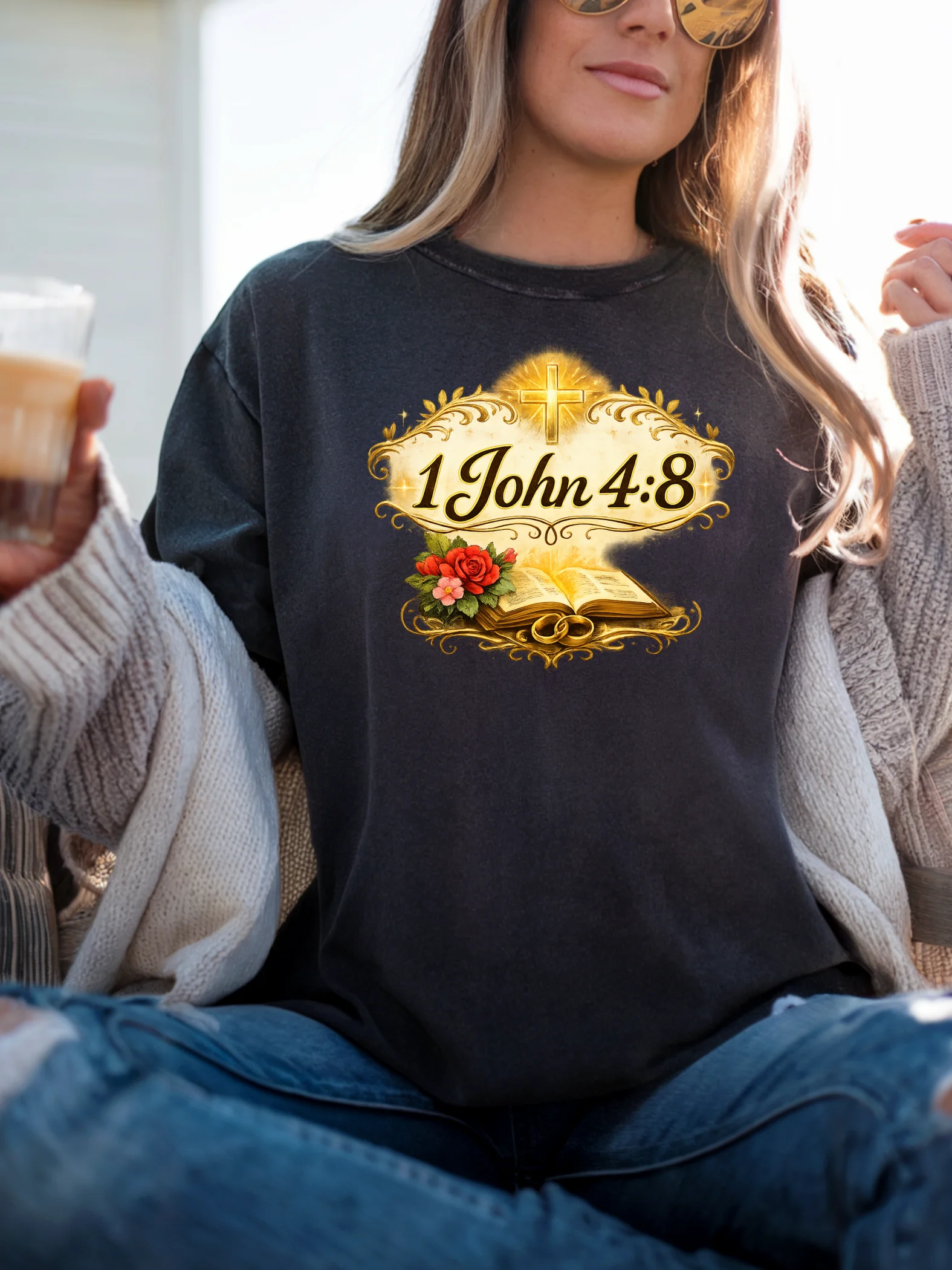 1 John 4:8 Bible Verse Christian Scripture Minimalist Faith Graphic T-Shirt | Kingdom Life Co. product image (1)
