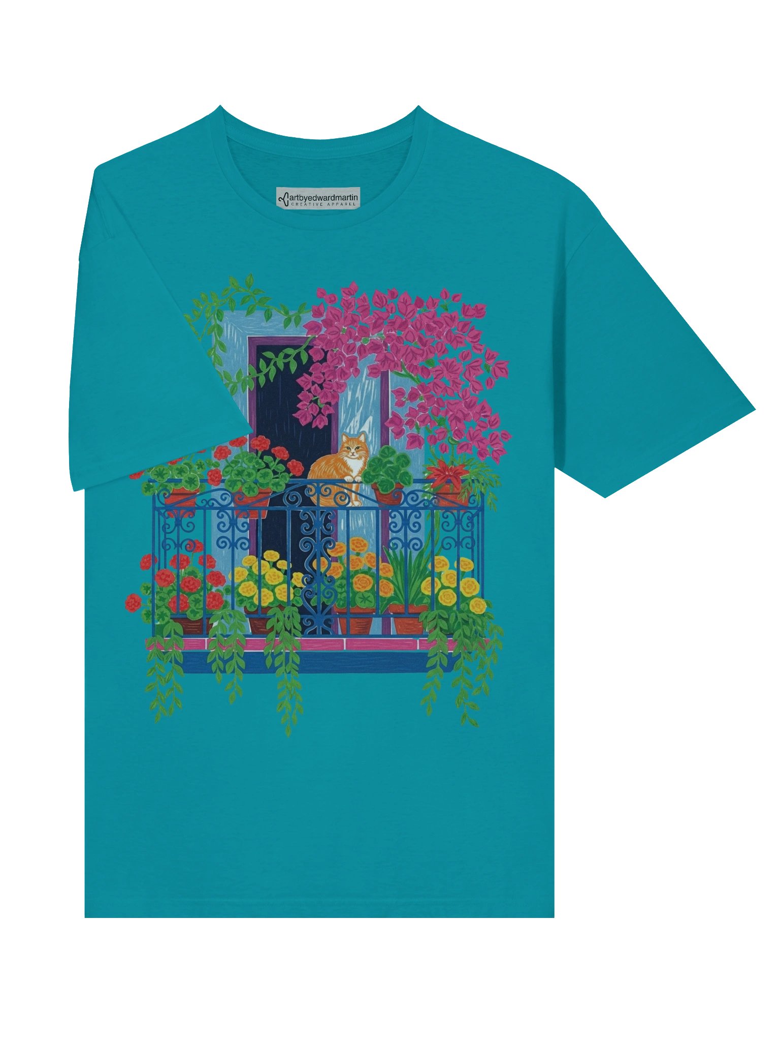 Cat on Balcony Design T-Shirt product image (62)