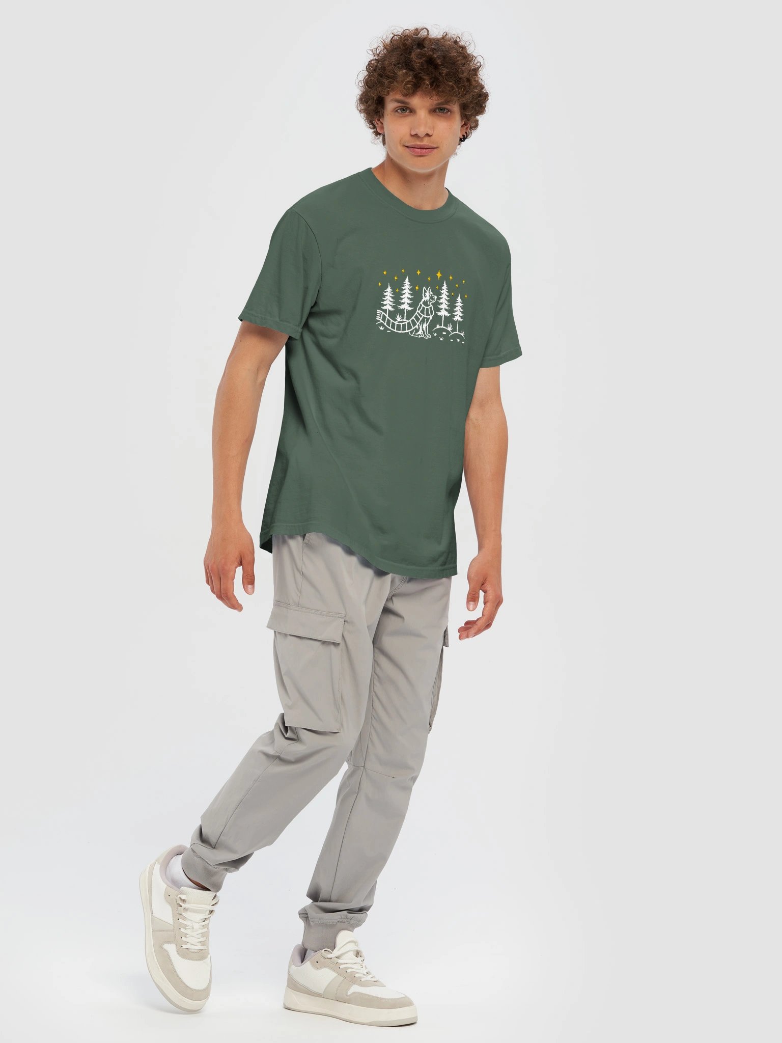 Australian Cattle Dog Winter/Christmas Line Art Design Embroidered T-Shirt product image (25)