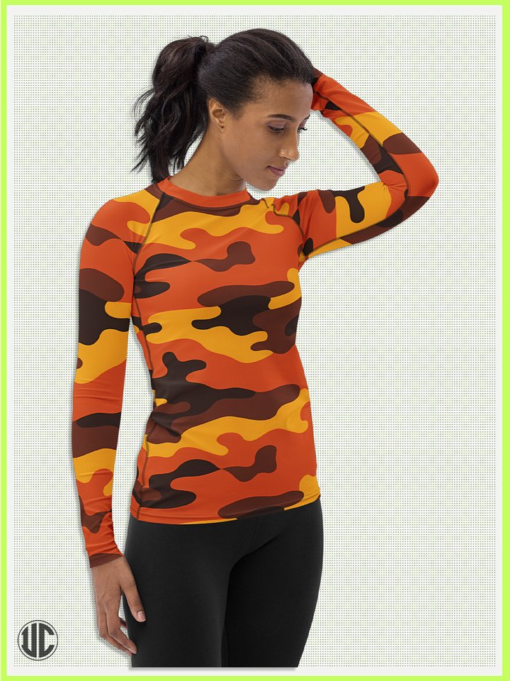 Savage Sunset Orange Camo – Women’s Rash Guard product image (1)
