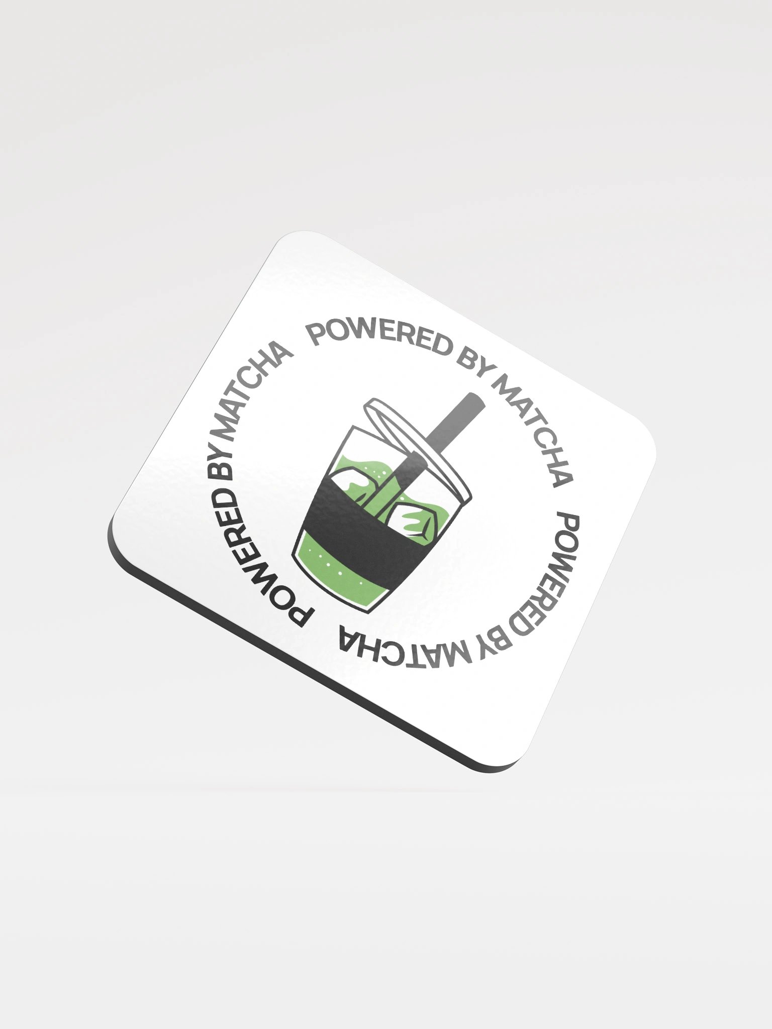 Powered By Matcha Light Glossy Cork Coaster product image (2)