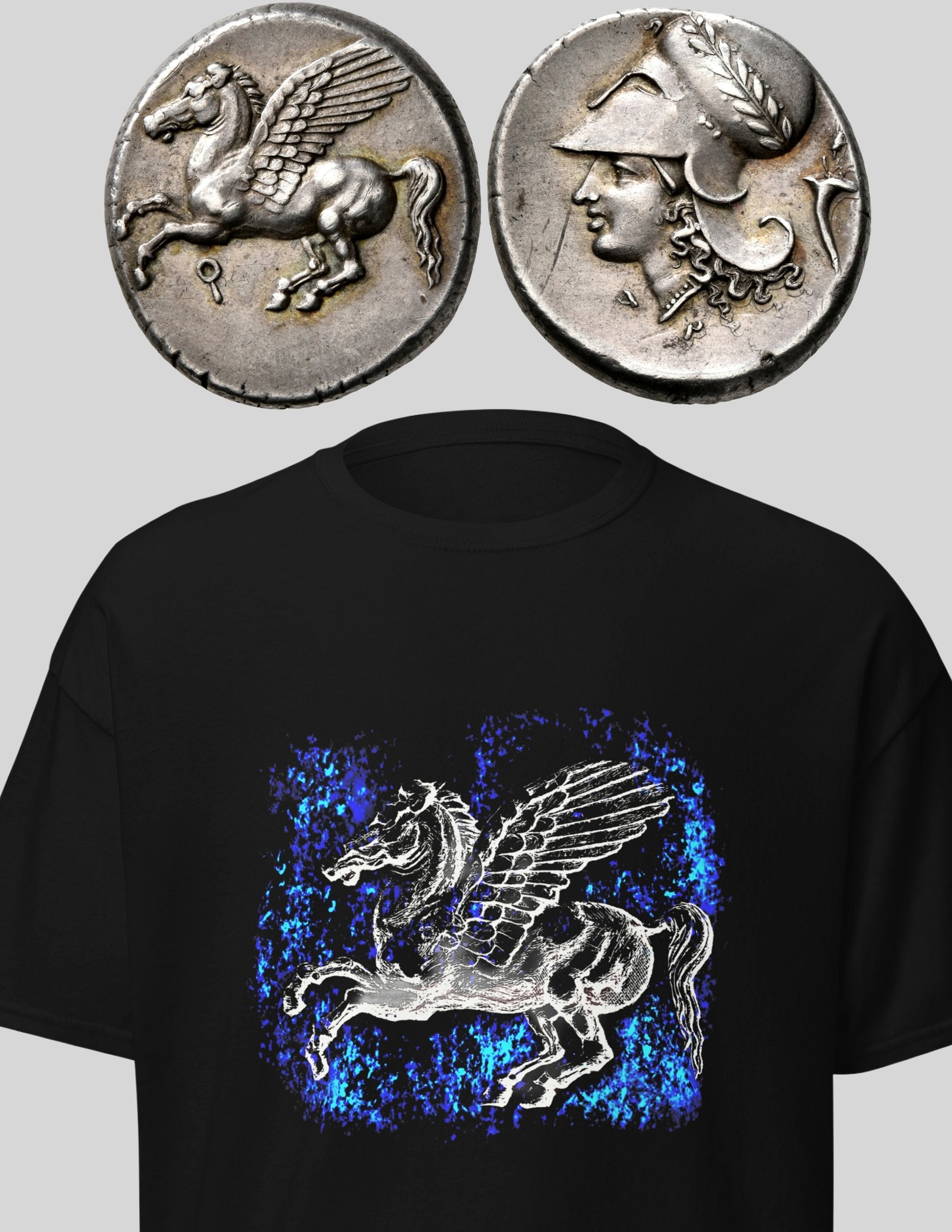 Winged Pegasus Star Shower Greek mythology, Black T-Shirt product image (2)
