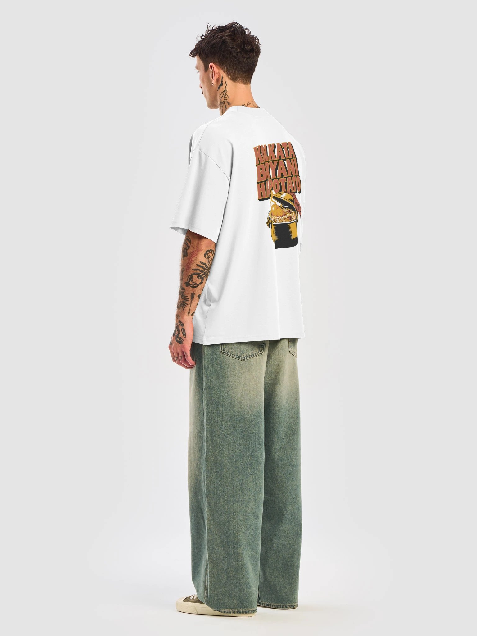 Kolkata Biryani Has Potato (Oversized Tee, Back Print) product image (15)