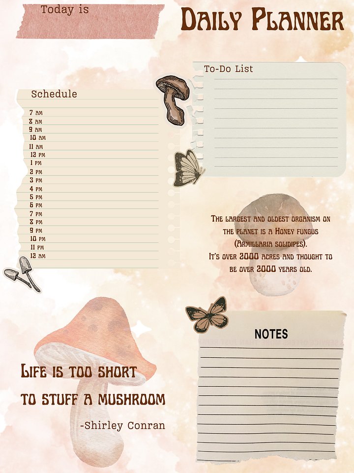 [A5] May Planner Design - Mushroom Scrapbook (Daily, Weekly, & Monthly) product image (1)