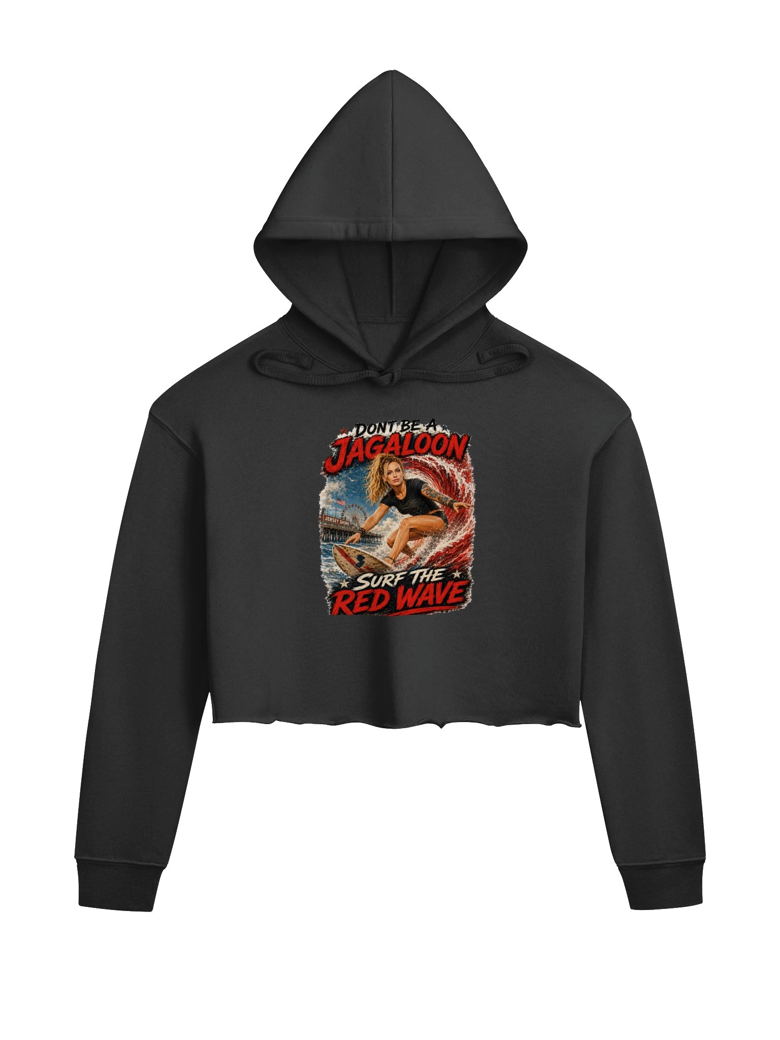 Surf the Red Wave Cropped Hoodie product image (1)