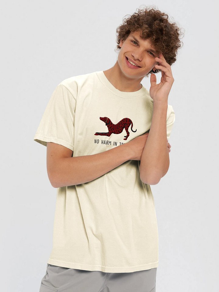 No Harm in Treeing T-Shirt(Embroidered) of a Plott Hound(Chocolate Brindle) product image (2)