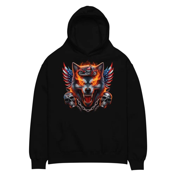 Rebel Wolf Motorcycle Flames Hoodie #42 product image (2)