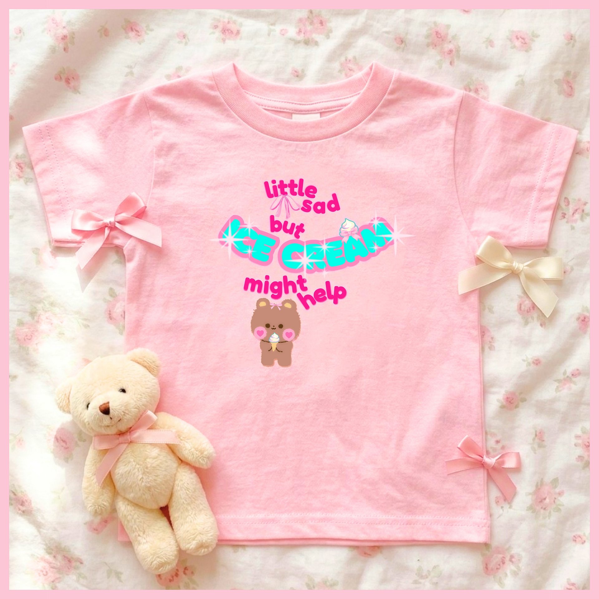 Little sad but ice cream might help🩷Super Soft🪽T-shirt🩷 product image (1)