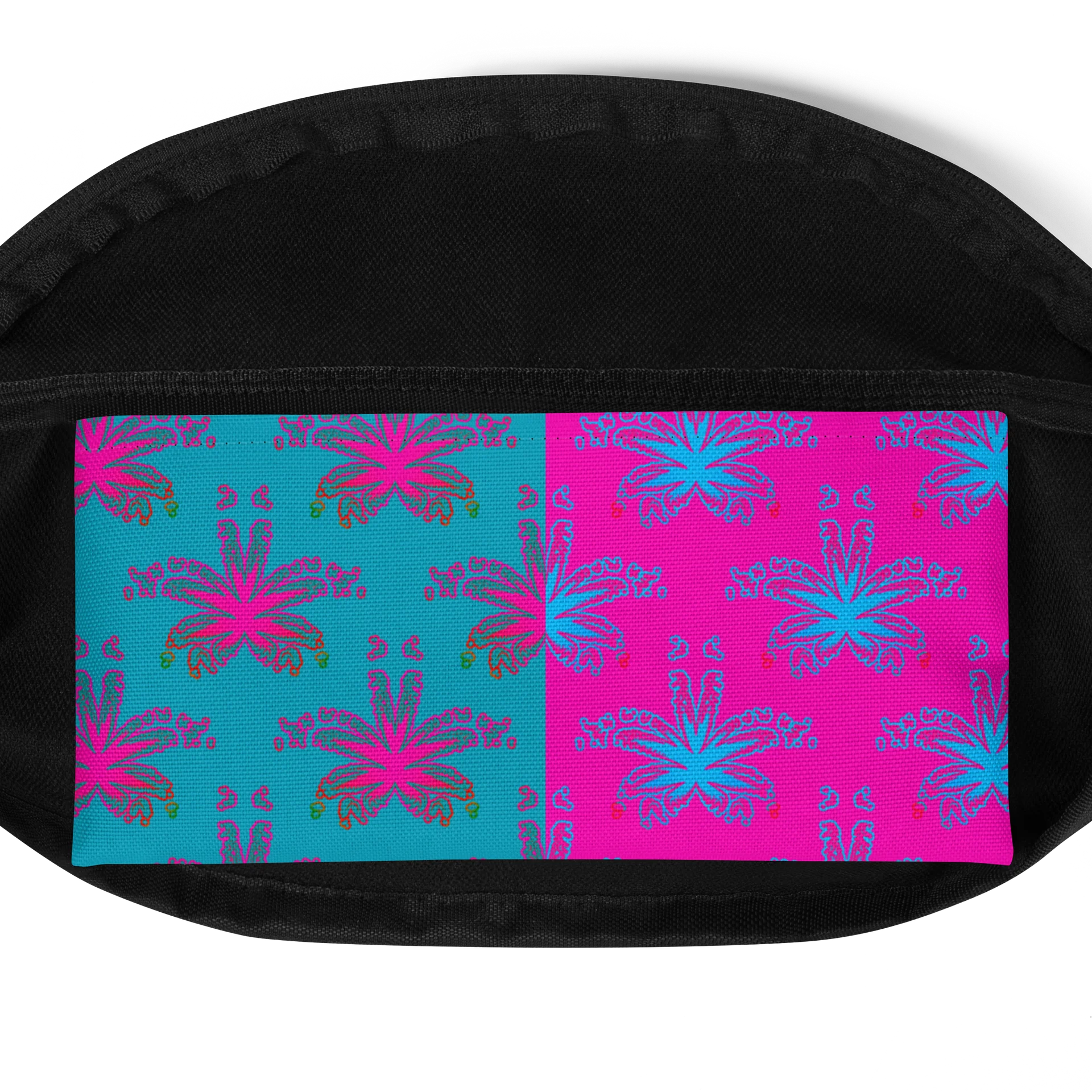 Pot Leaf Pattern 420 Fun Fanny Pack, Cotton Candy Color Cannabis Bag, Pink Blue Weed Art Accessory product image (5)