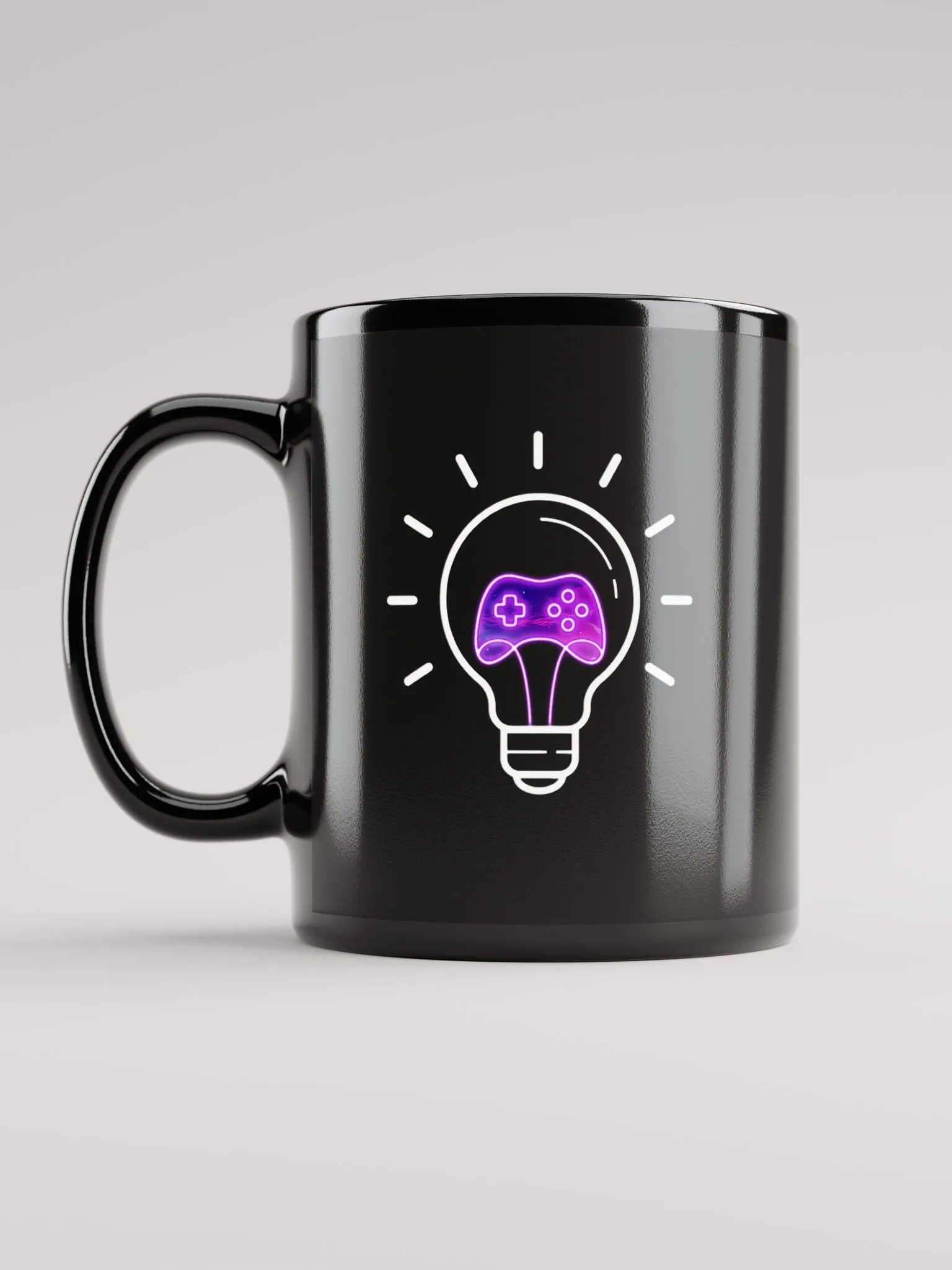 Lightbulb logo black mug product image (1)