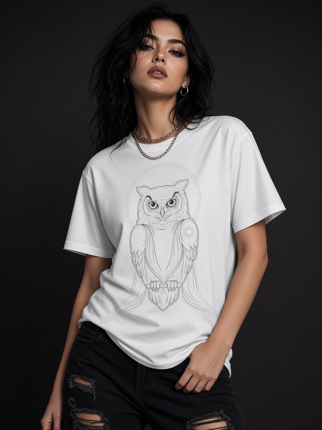 The Nocturnal Seer // Geometric Owl Heavyweight Tee product image (1)