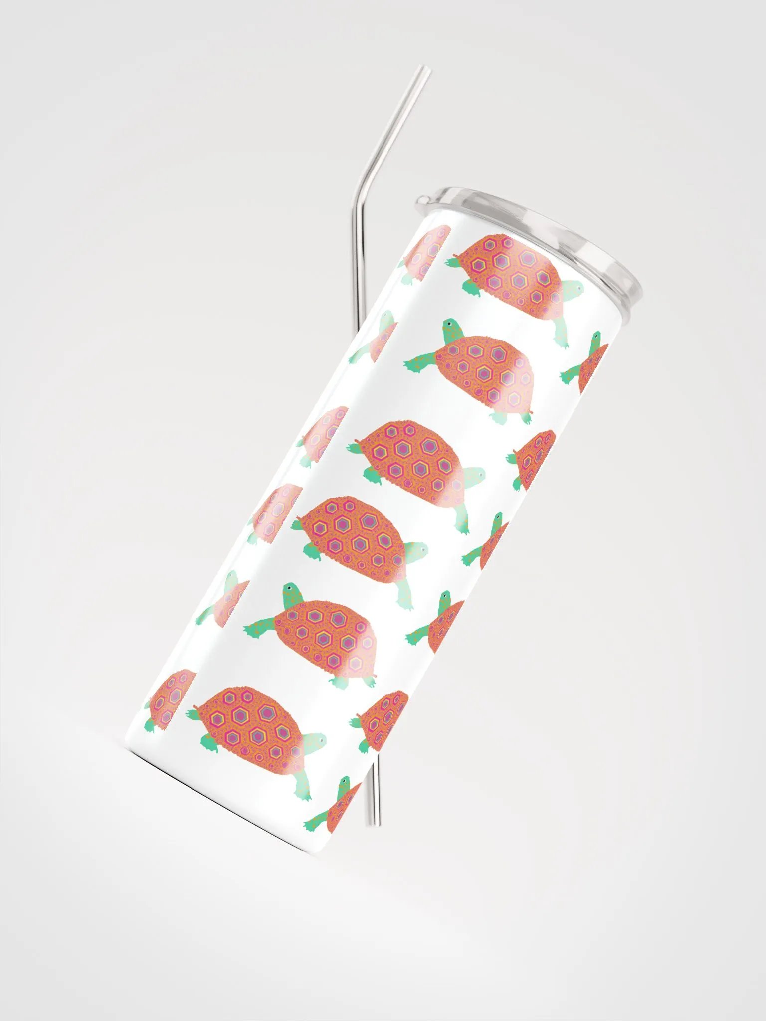 Miniaday Designs Orange Turtles Stainless Steel Tumbler on White product image (4)