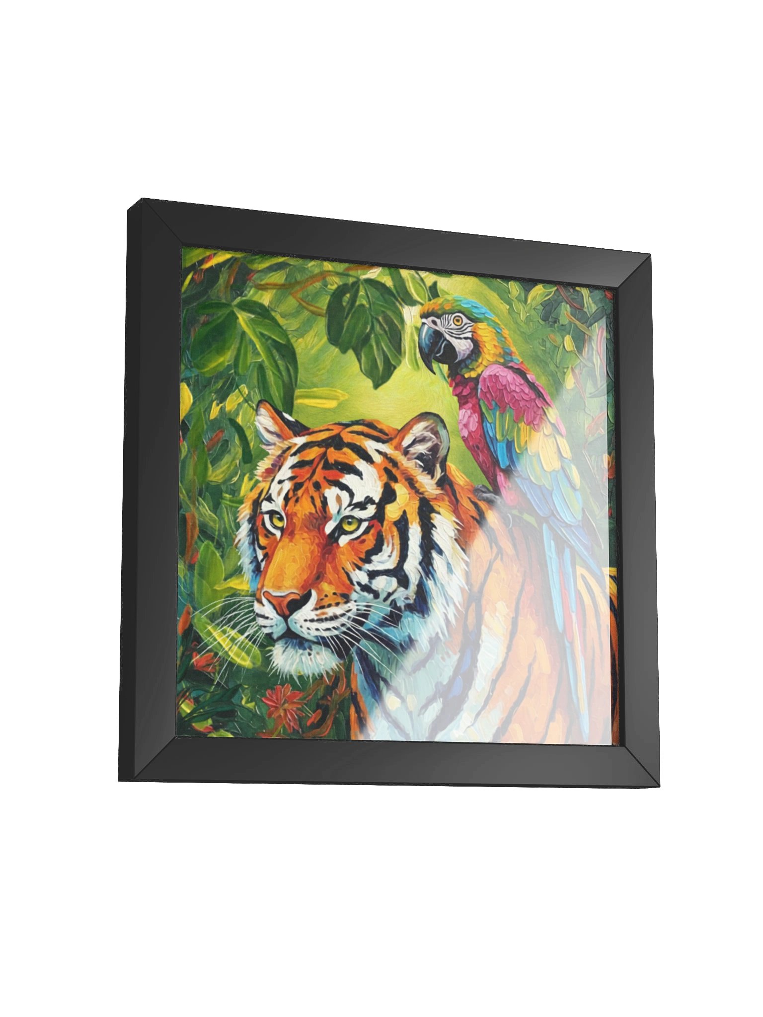 Tropical Tiger and Parrot Wall Art, Colorful Jungle Print product image (6)