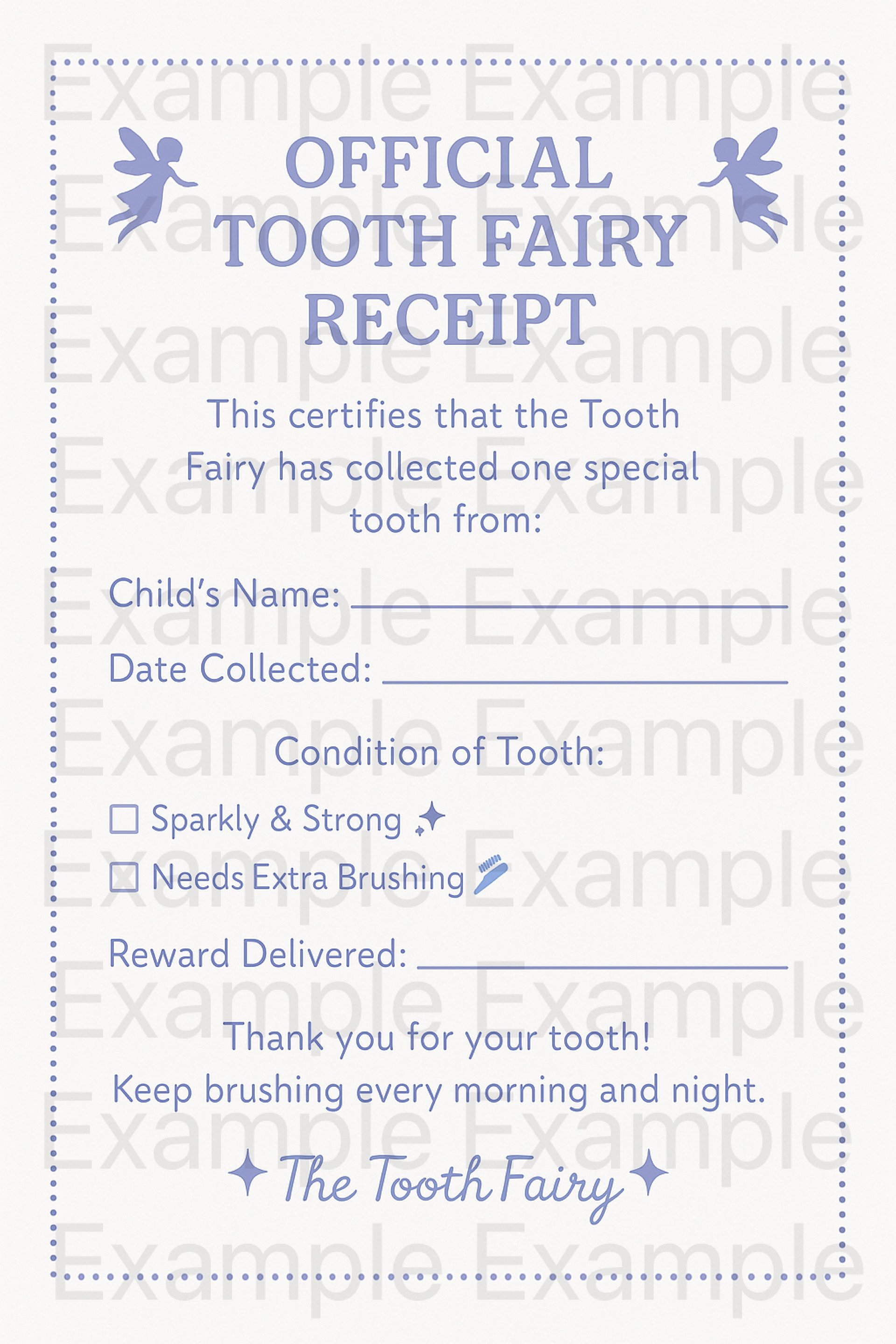 Tooth Fairy Receipt Printable Kit (4 Colors) product image (5)